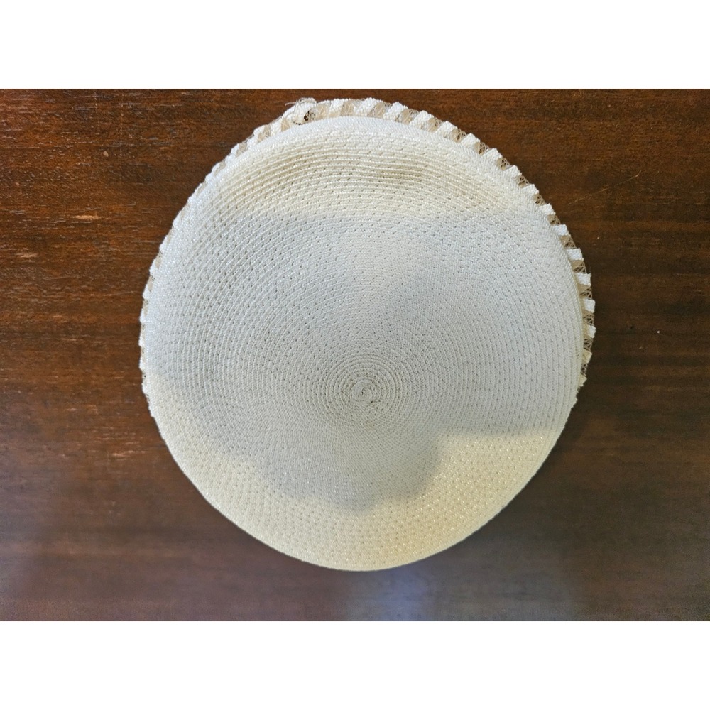 Vintage Pillbox Hat Women OS Cream Vintage Woven Braided Trim Church Formal - Picture 2 of 6